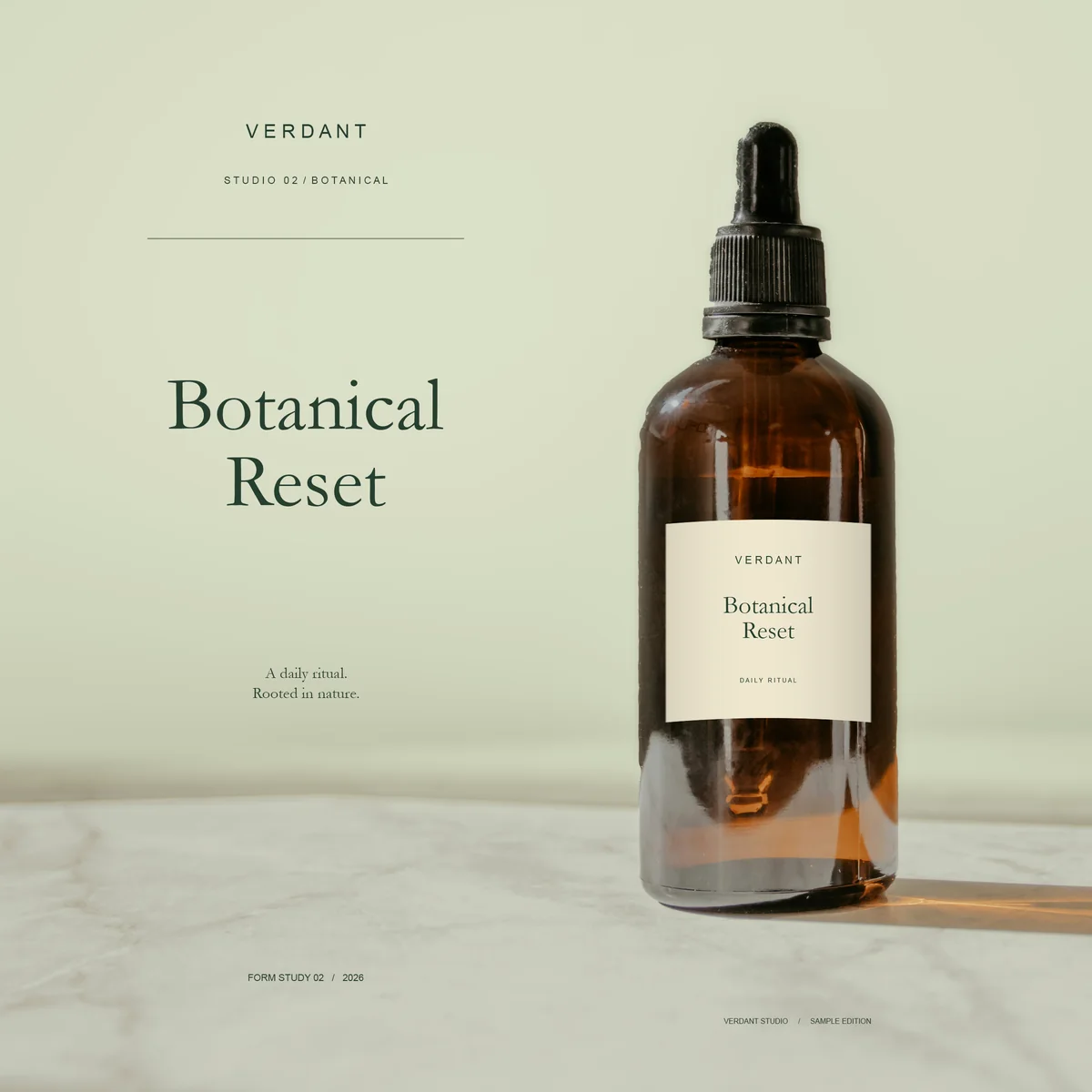 Finished product retouching and packaging design for an amber dropper bottle